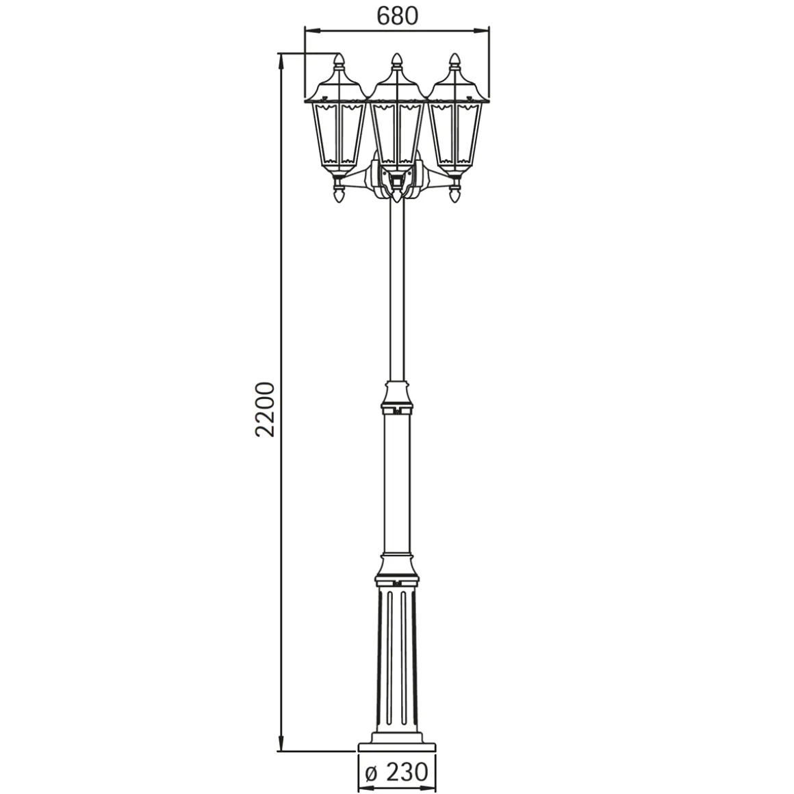 Albert 2099 Mastleuchte, 3-flg.
