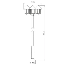 Albert 2042 Mastleuchte, 3-flg.