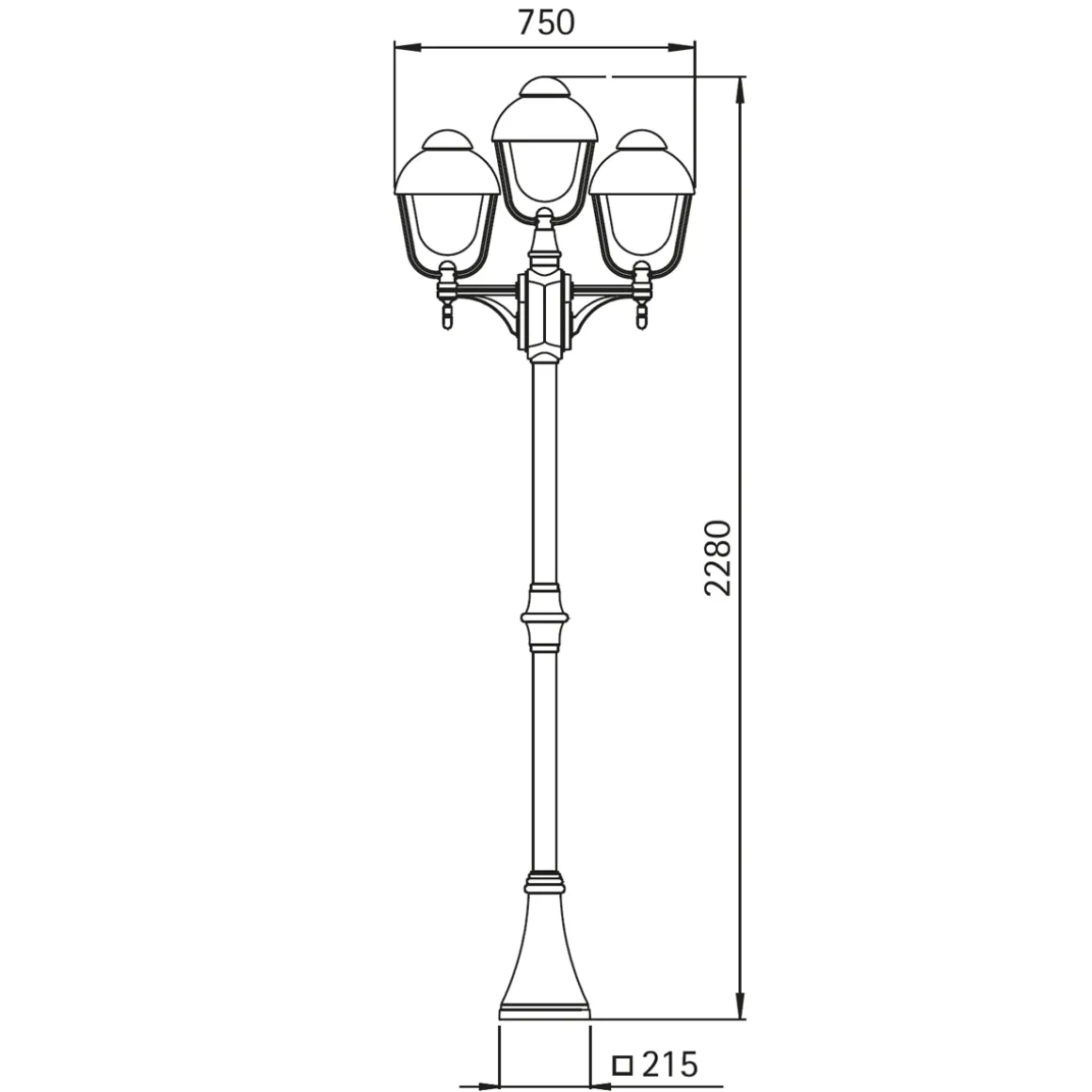 Albert 2041 Mastleuchte, 3-flg.