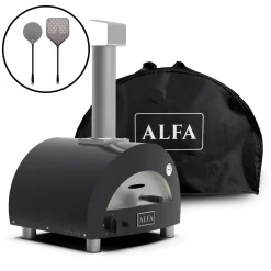Alfa Forni Moderno Portable Pizzaofen, tragbar, inkl. Tragetasche & Pizza Schaufel Set Medium
