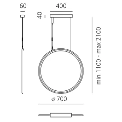 Artemide Discovery Vertical 70 LED Sospensione, Tunable White, App-kompatibel