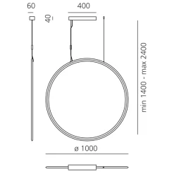 Artemide Discovery Vertical 100 LED Sospensione, Tunable White, App-kompatibel