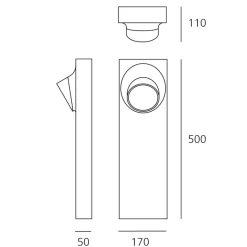 Artemide Outdoor Ciclope LED Pollerleuchte, einseitiger Lichtaustritt