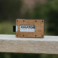 Aviator Wallet Wood x Carbon Fiber Slide Slim Wallet Geldbörse