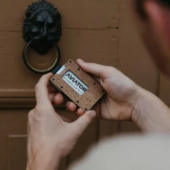 Aviator Wallet Wood x Carbon Fiber Slide Slim Wallet Geldbörse