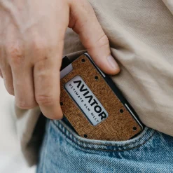Aviator Wallet Wood x Carbon Fiber Slide Slim Wallet Geldbörse
