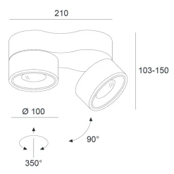 Egger Licht Clippo Duo LED Wand- / Deckenstrahler, Dim-to-Warm