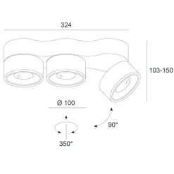 Egger Licht Clippo Trio LED Wand- / Deckenstrahler, Dim-to-Warm