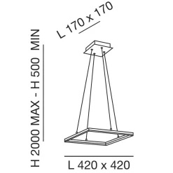 Fabas Luce Bard LED Pendelleuchte, quadratisch