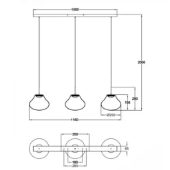 Fabas Luce Deva LED Pendelleuchte, 3-flg.