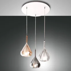 Fabas Luce Lila Pendelleuchte, 3-flg., mit Rondell