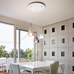 Fabas Luce Lila Pendelleuchte, 3-flg., mit Rondell