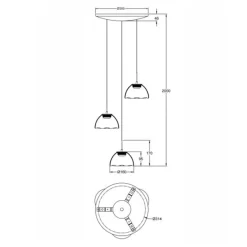 Fabas Luce Lucille LED Pendelleuchte, 3-flg.