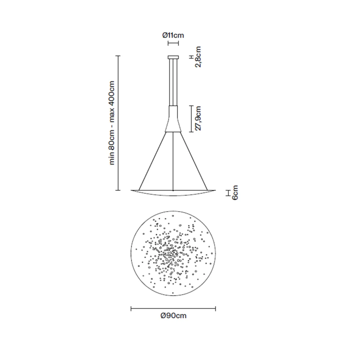Fabbian Lens Pendelleuchte, 1-flg., Ø: 90 cm