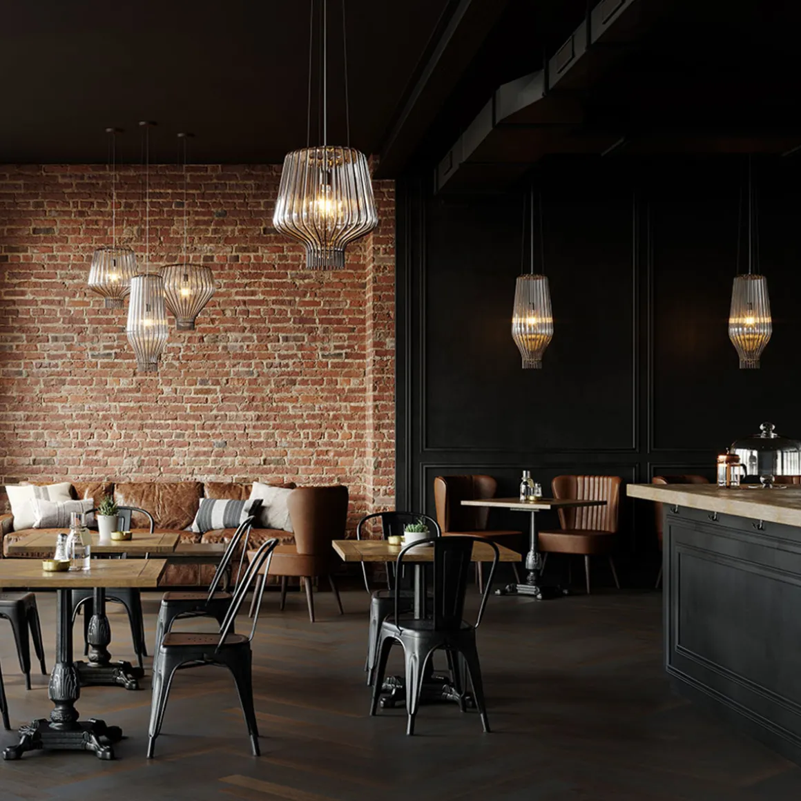 Fabbian Saya Pendelleuchte, transparent, Ø: 48 cm