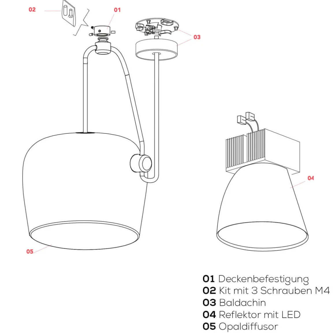 Flos Ersatzteile Aim Kit mit 3 Schrauben M4