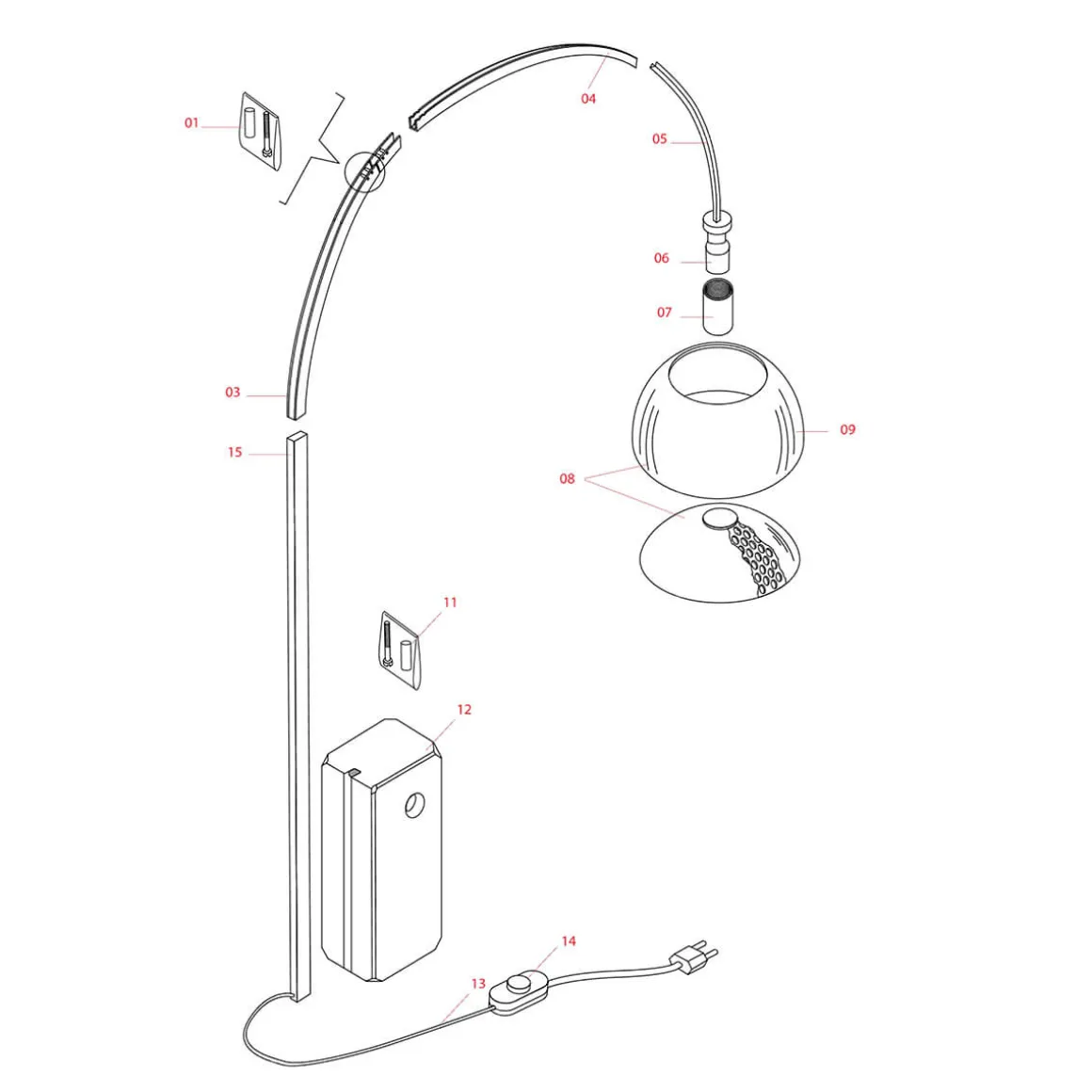 Flos Ersatzteile Arco Gitter