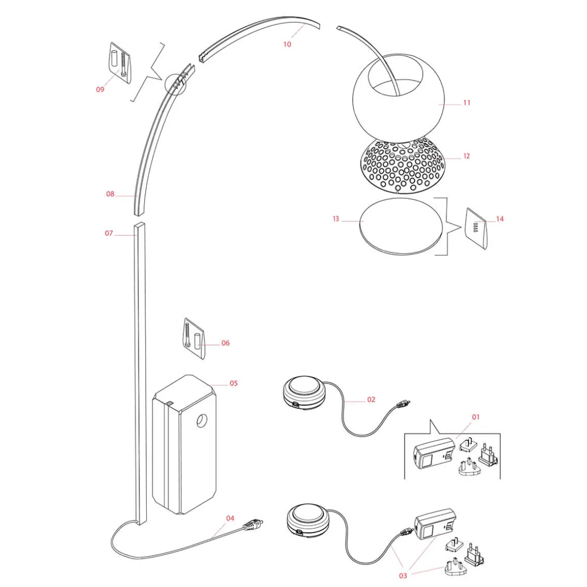 Flos Ersatzteile 48V Netzgerät mit Stecker-Kit