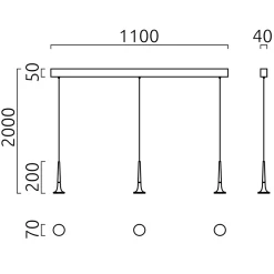 Helestra Flute LED Pendelleuchte, 3-flg.