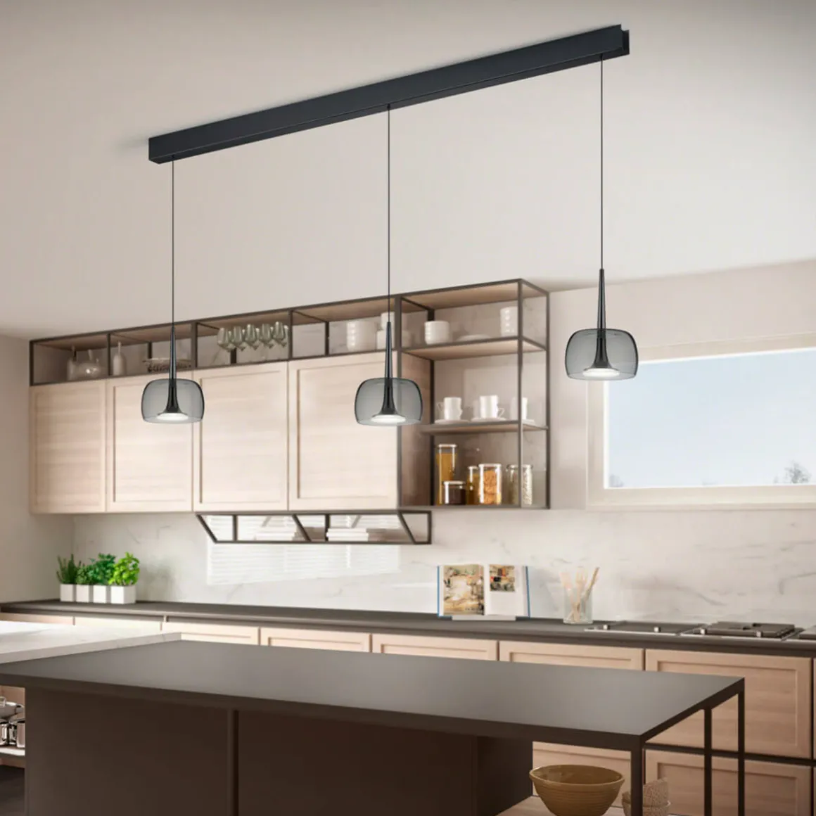 Helestra Flute LED Pendelleuchte, 3-flg., mit Casambi-Modul