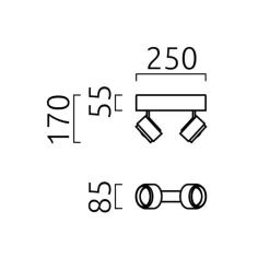Helestra Pont LED Deckenaufbauleuchte, 2-flg.