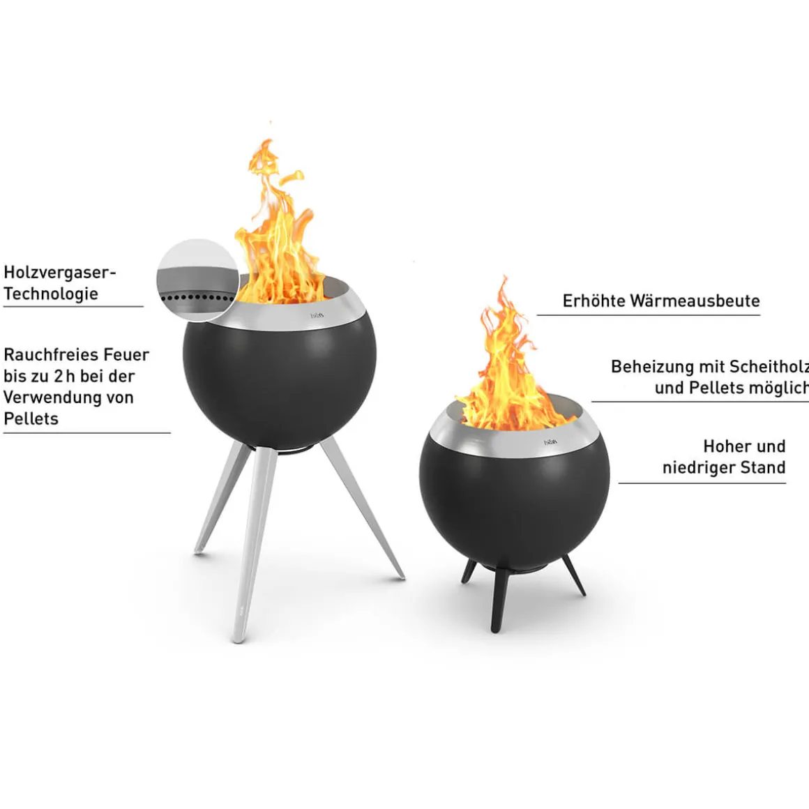 Höfats Moon 45 Feuerschale mit hohem Fuß