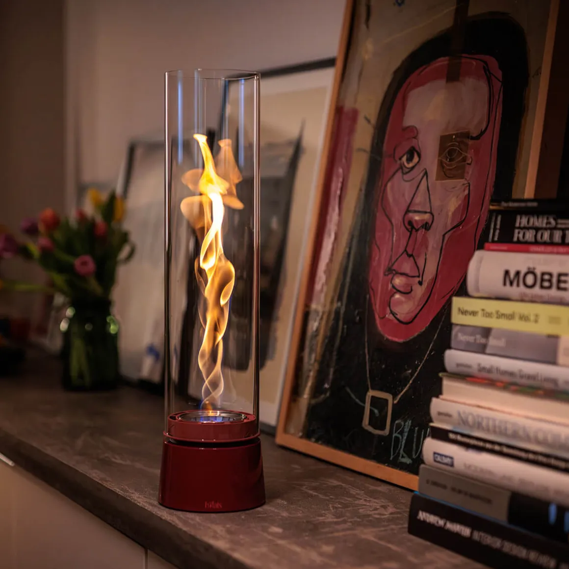 Höfats Spin air 1200 Tischfeuer & Windlicht, inkl. Bioethanol Flüssig-Brennstoff