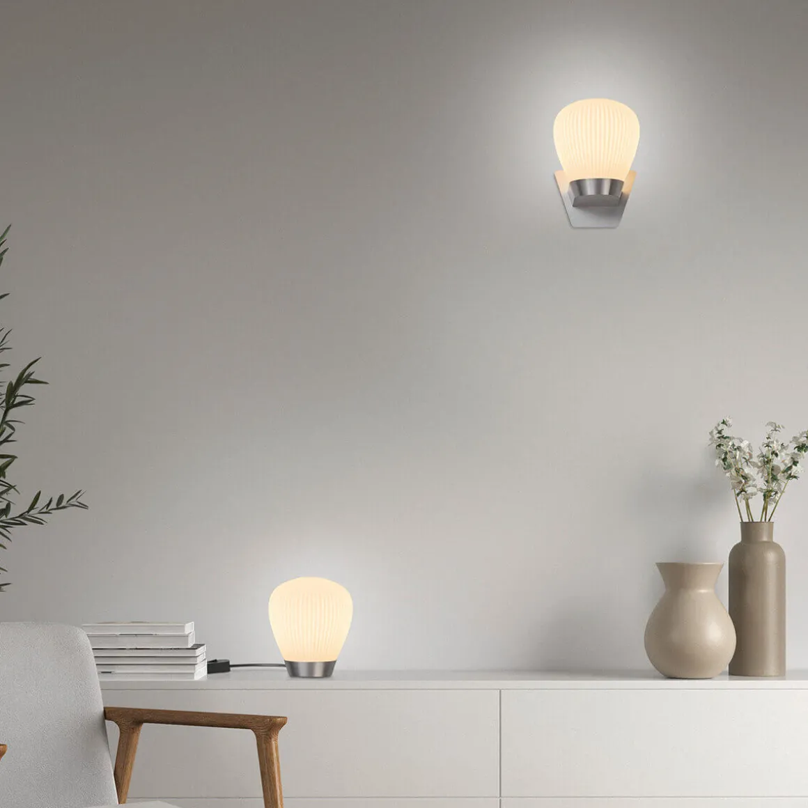 Holtkötter Leuchten Plissee W Wandleuchte mit Wandschild