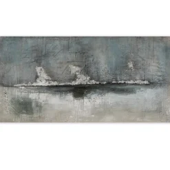 ImageLand Gemälde Vulkanexplosion in Silber, 70 x 140 cm