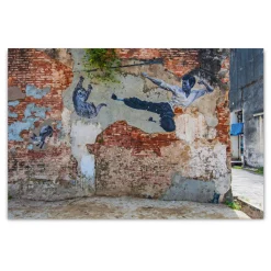 ImageLand Glasbild Digitaldruck Street Art mit Kampfkünstler, 80 x 120 cm