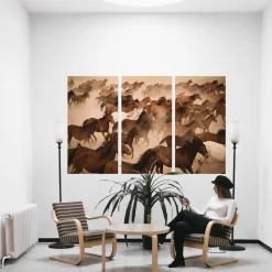 ImageLand Glasbild Digitaldruck Wildpferde II, 3er-Set, 120 x 180 cm