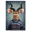 ImageLand Glasbild Digitaldruck Antilope mit Pullover, 120 x 80 cm
