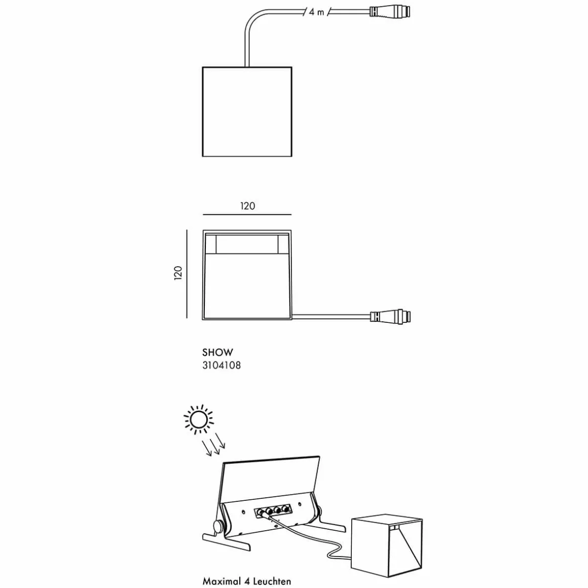 Klewe Show LED Solarleuchte für Elektron Ladestation