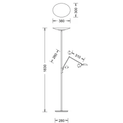 Knapstein Alma-L LED Deckenfluter mit Lesearm