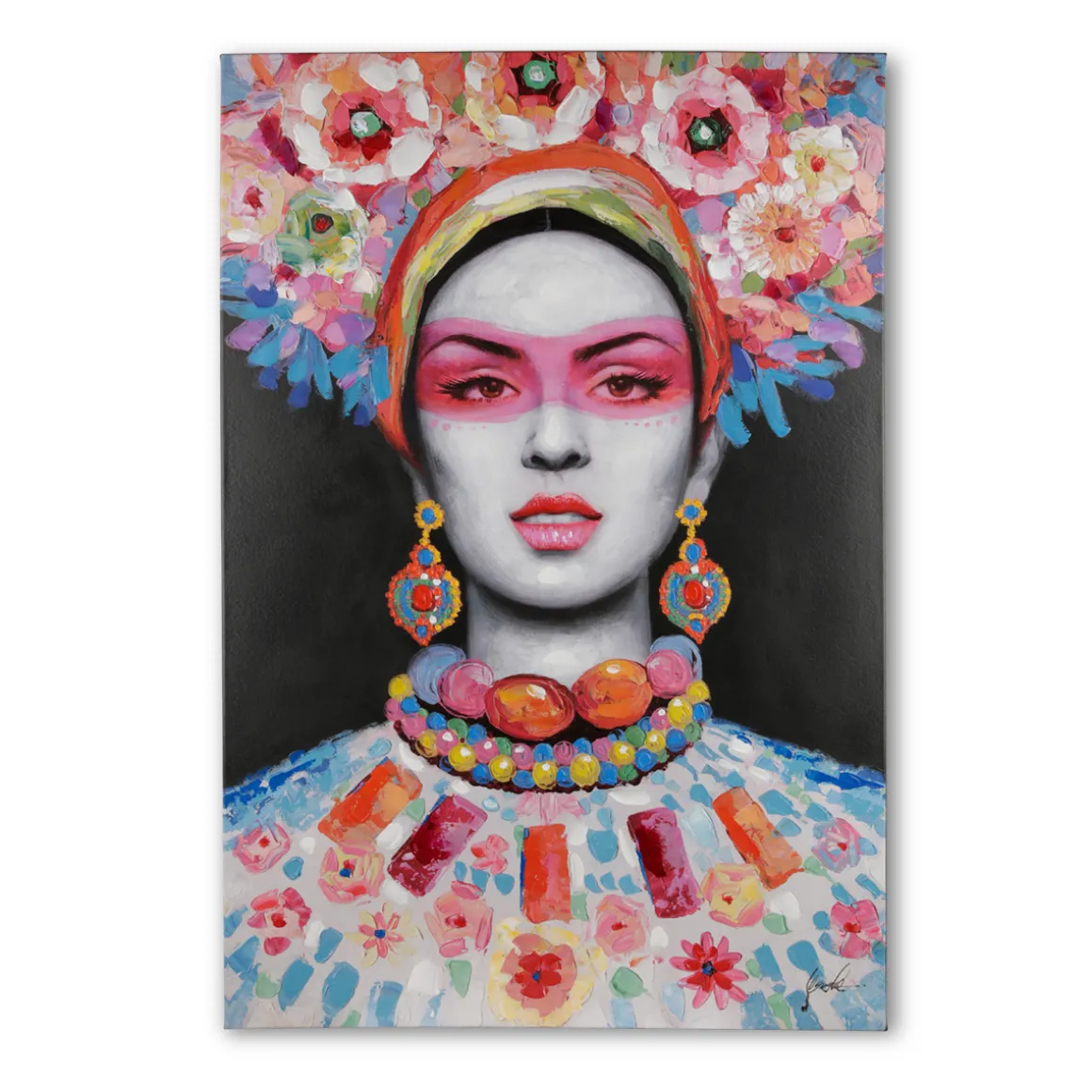 L.C. Wholesaler Ölbild Blumengeschmückte Dame, 120 x 80 cm