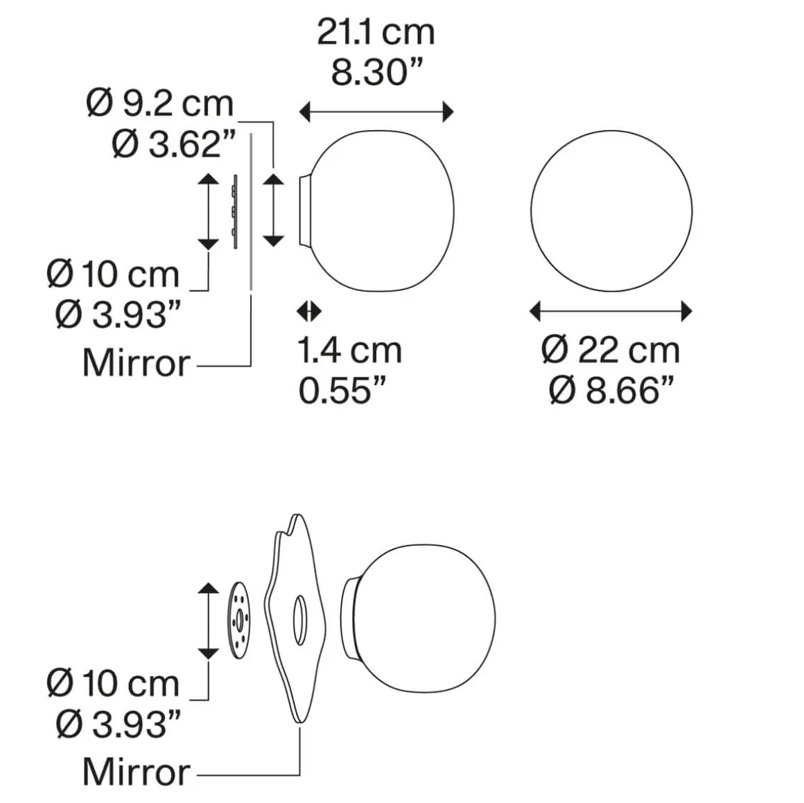 Lodes Volum Spiegelleuchte