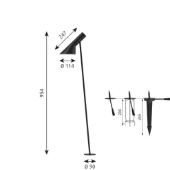 Louis Poulsen AJ Garden LED Pollerleuchte lang, 2700 K
