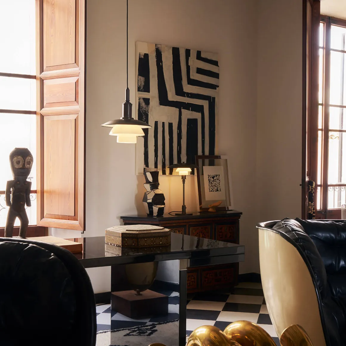 Louis Poulsen PH 3/3 Aged Brass Opal Pendelleuchte