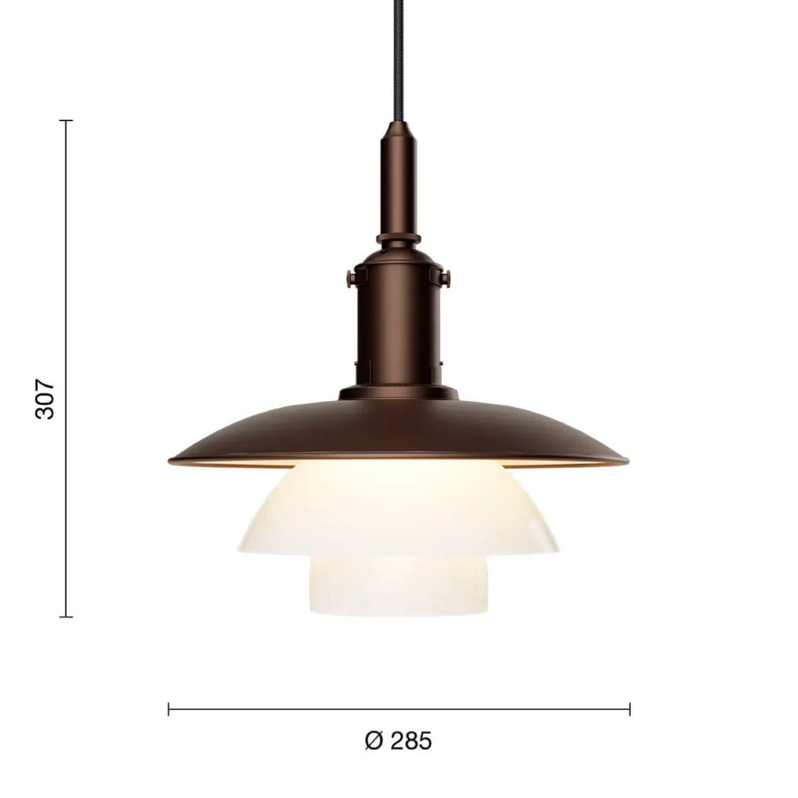 Louis Poulsen PH 3/3 Aged Brass Opal Pendelleuchte