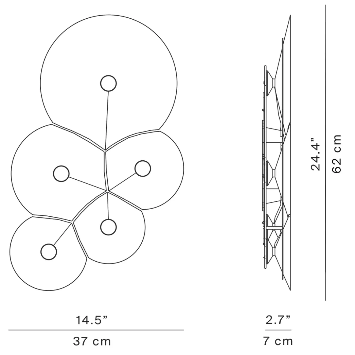 Luceplan Bulbullia LED Parete, 5-flg.