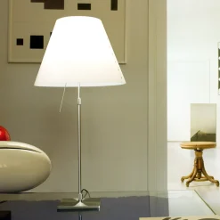 Luceplan Costanza Tavolo Teleskop mit Touchdimmer, Alu