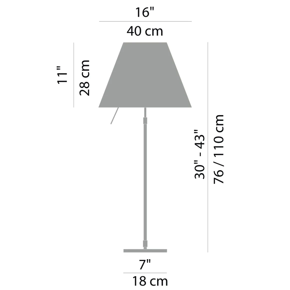 Luceplan Costanza Tavolo Teleskop mit Touchdimmer und Diffusor