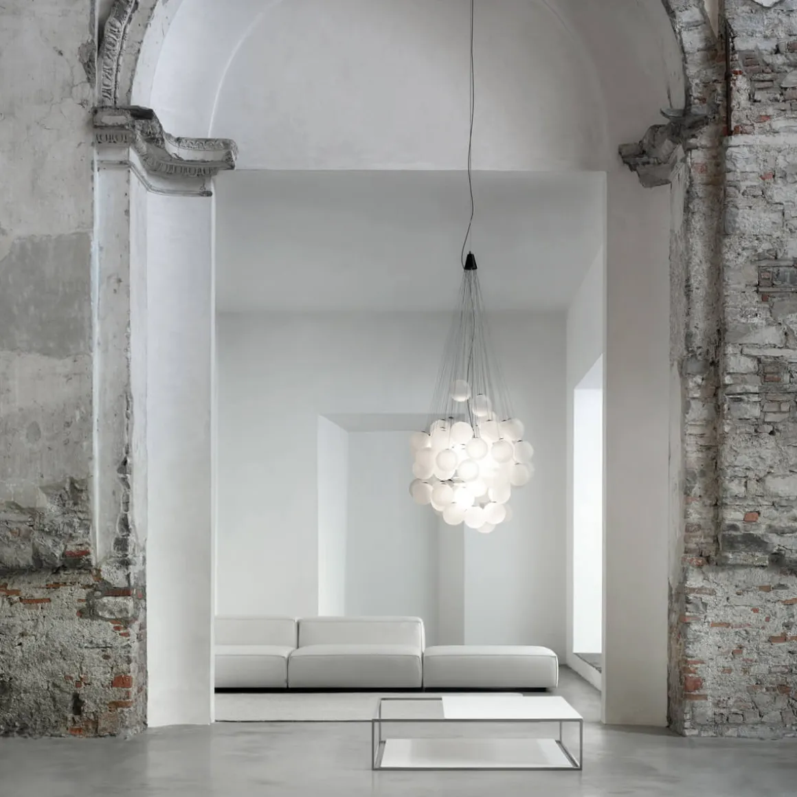 Luceplan Stochastic LED Sospensione, opalweiß