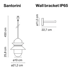Marset Santorini Wandleuchte mit Wandhaken und Anschluss IP65