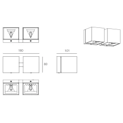 Milan Dau Wandleuchte, 2-flg.