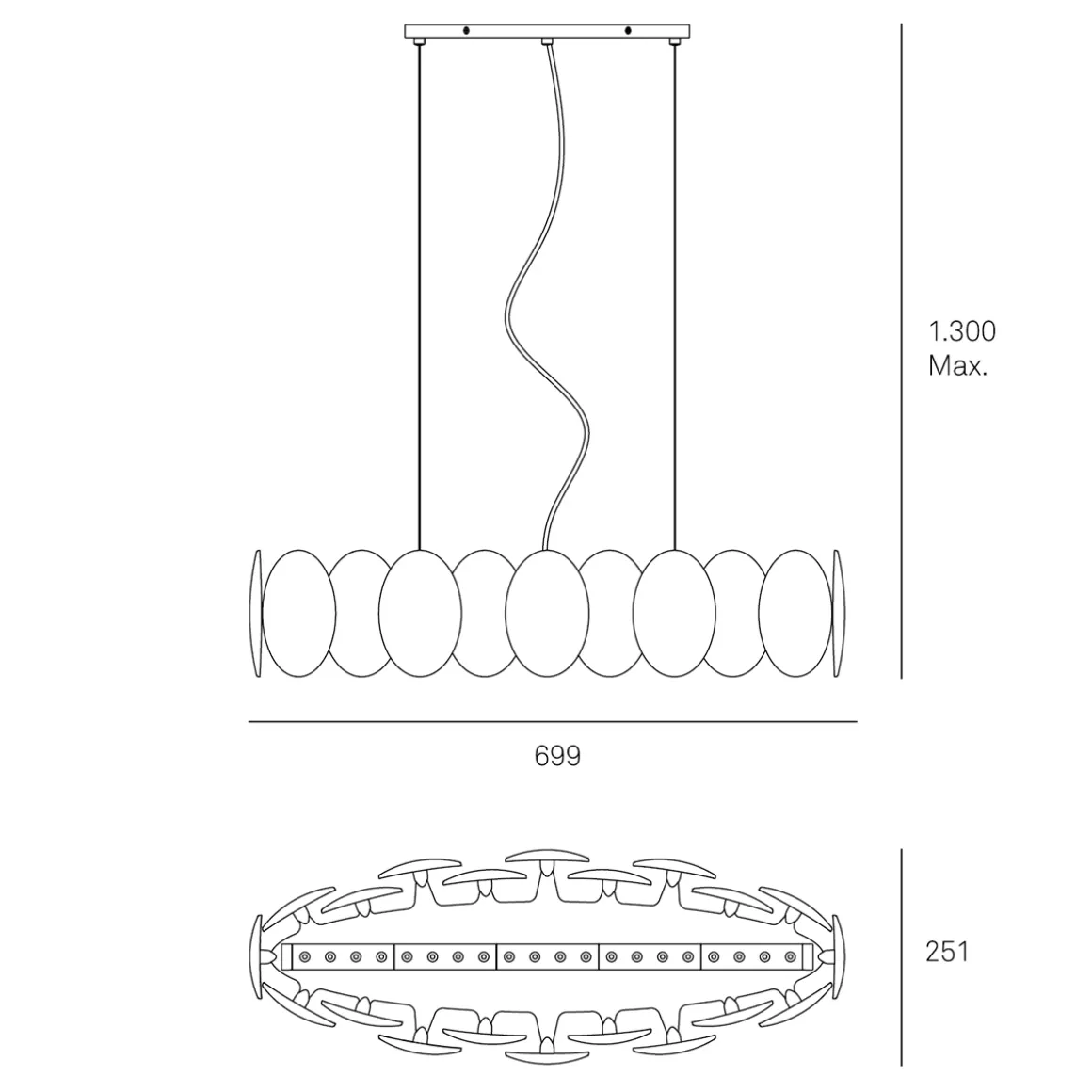 Milan Obolo LED Pendelleuchte, oval, Auslaufmodell