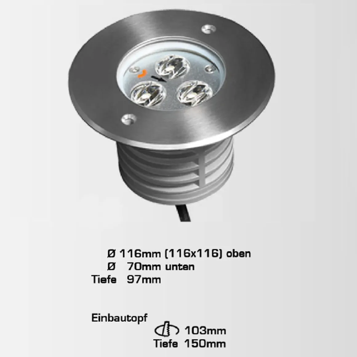Mobilux R 240V Asym. 3x3 W LED Bodeneinbauleuchte