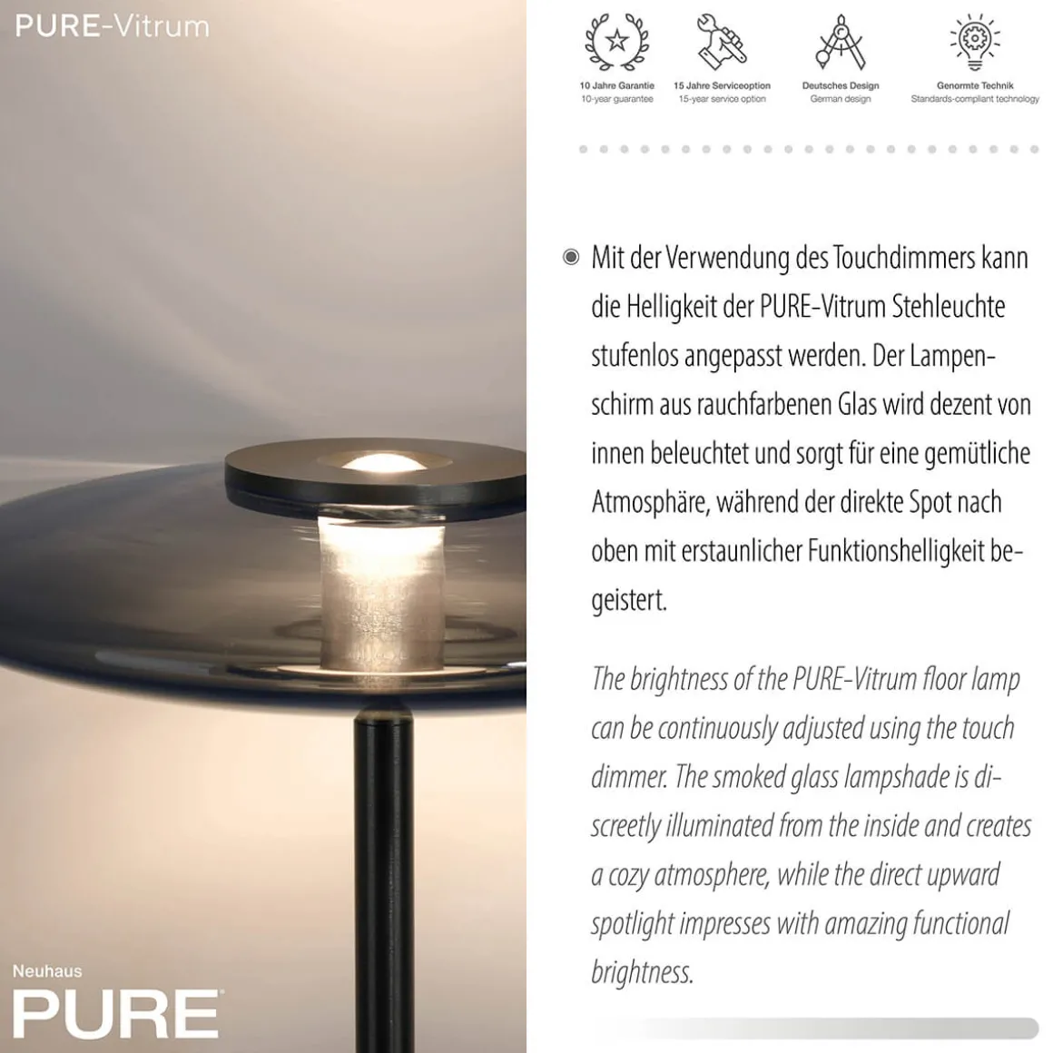 Neuhaus PURE by Paul Neuhaus PURE Vitrum LED Stehleuchte