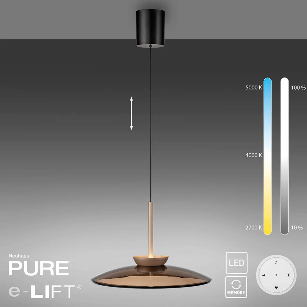 Neuhaus PURE by Paul Neuhaus PURE E-Moon LED Pendelleuchte mit e-LIFT und CCT