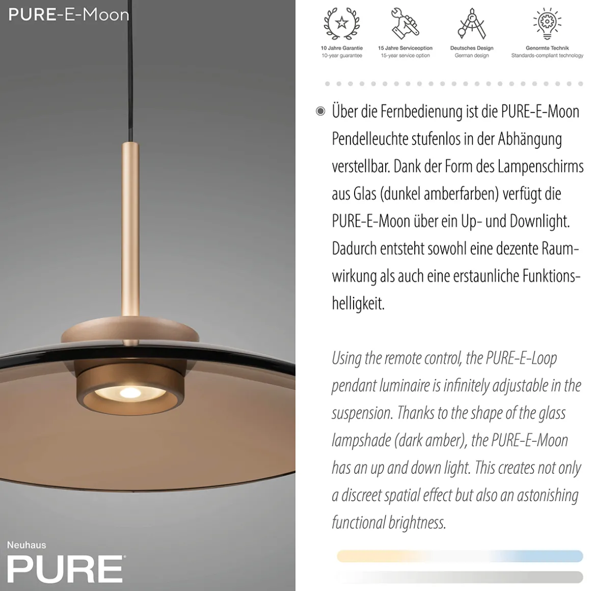 Neuhaus PURE by Paul Neuhaus PURE E-Moon LED Pendelleuchte mit e-LIFT und CCT